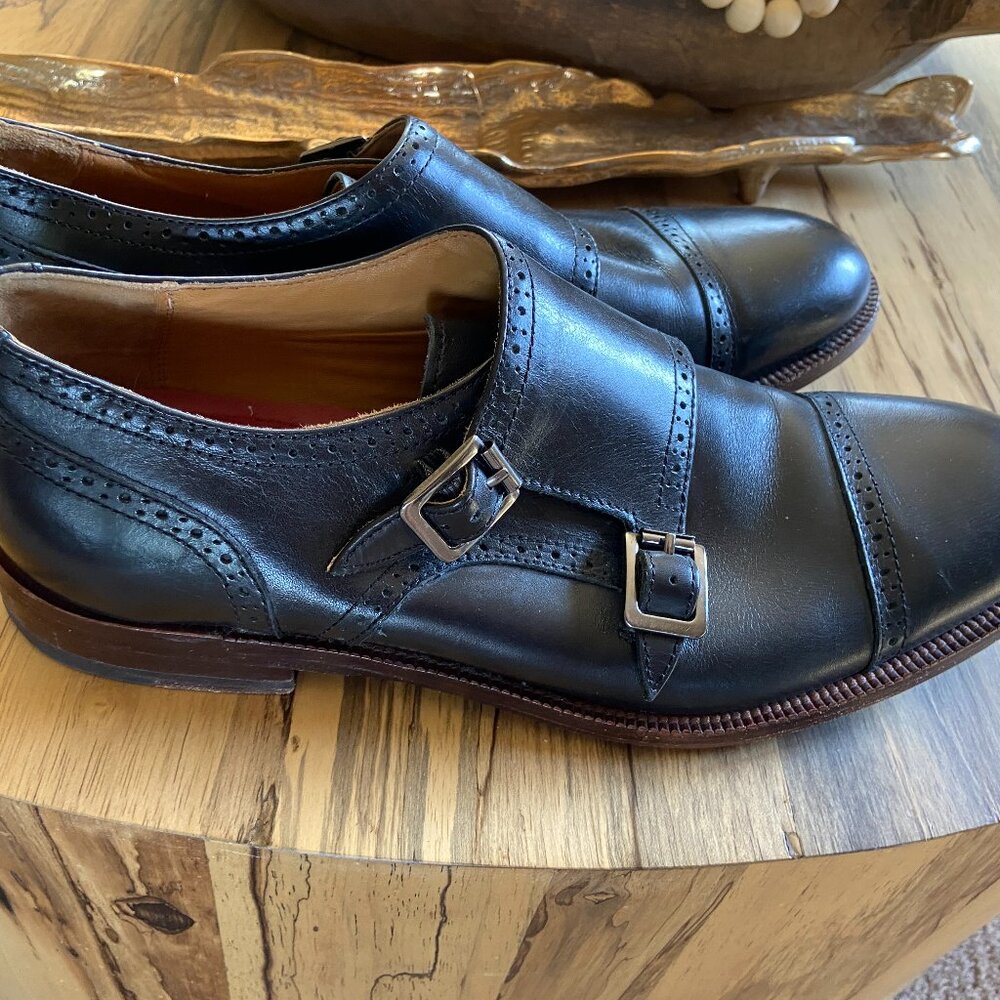 JOHNSTON AND MURPHY MONK BUCKLE BLACK DRESS SHOES 9.5M